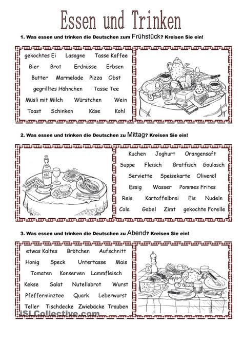 Essen Und Trinken Deutsch Deutsch Lernen Deutsch Schreiben Lernen