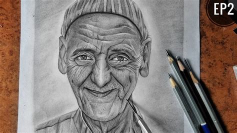 How To Draw Old Man Face Portrait Youtube
