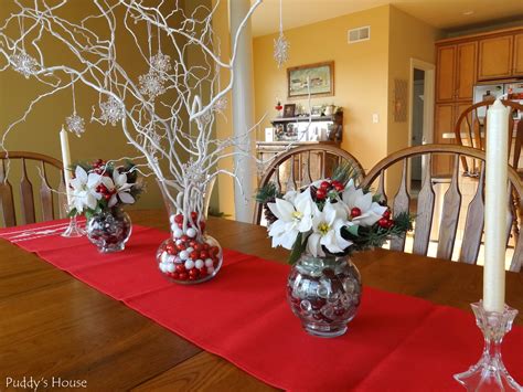 Many trees lose their leaves during autumn. Christmas - DIY Centerpieces-Sprayed Branches with snowflakes-poinsettias-and-candlesticks ...