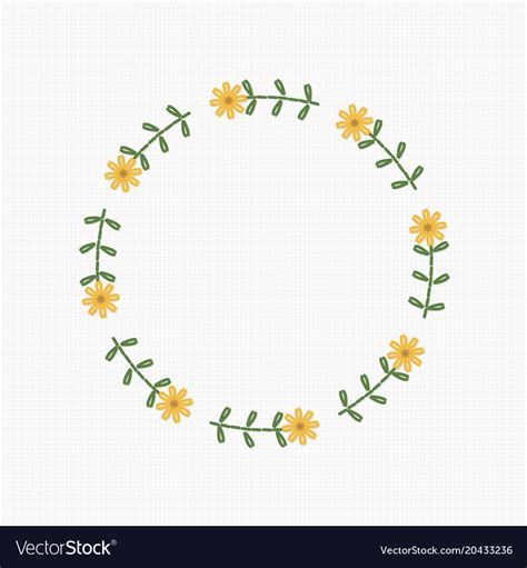 Embroidery Wreath Flower Royalty Free Vector Image