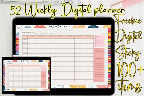 52 Weekly Digital Planner Hyperlinks Graphic By Momat Thirtyone