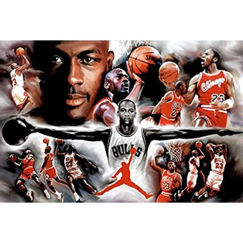 Michael Jordan Collage Open Arms 36x24 36x24 Sports Art Print Poster