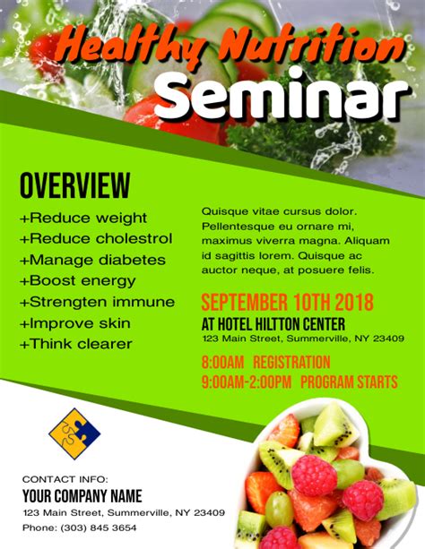Healthy Nutrition Seminar Flyer Template Postermywall