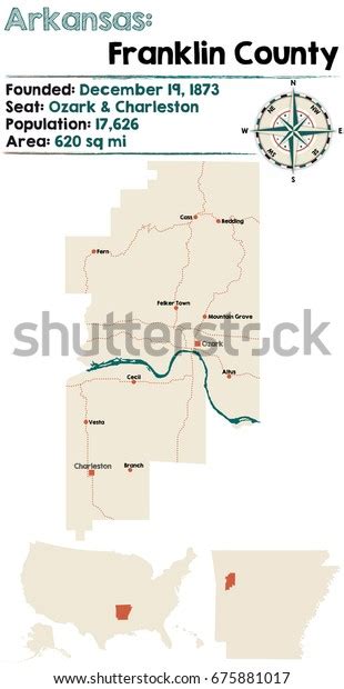 Large Detailed Map Franklin County Arkansas Stock Vector Royalty Free