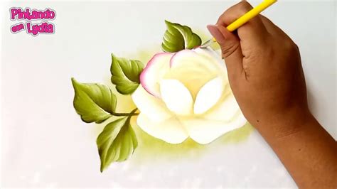 Como Pintar Una Rosa Blanca How To Paint A White Rose Youtube