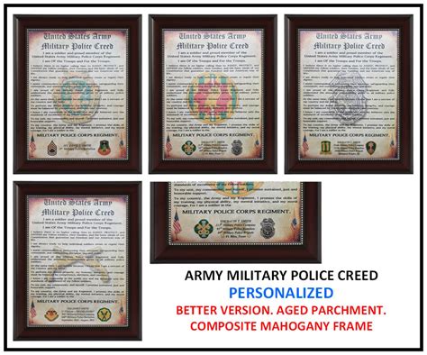 Better Us Army Military Police Creed Aged Parchment Etsy