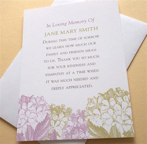 Bereavement Thank You Cards With Purple Or Peach Colored Etsy