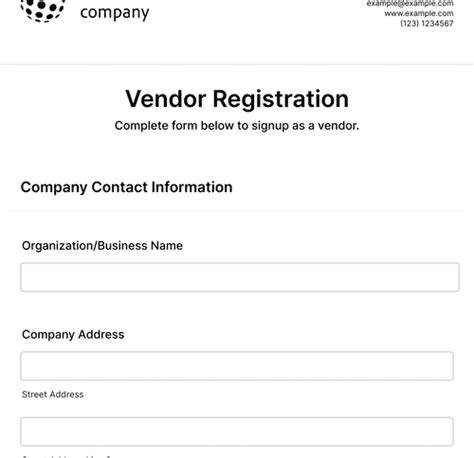 Vendor Registration Form Template Jotform