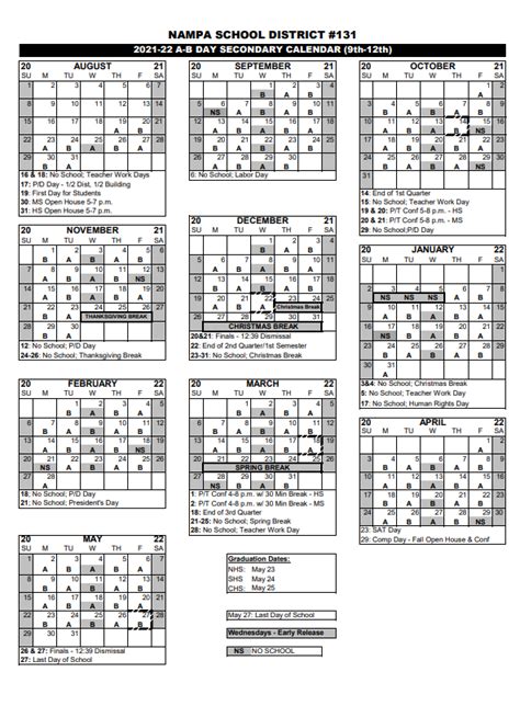 School Year Calendars Schedules Columbia High School