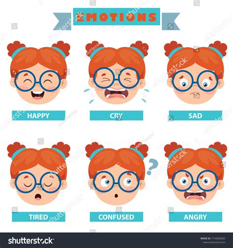 Little Kid Different Emotions Stock Vector Royalty Free 1710309820