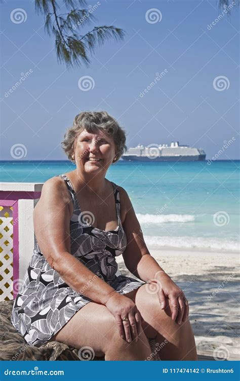 Senior In Swimsuit By The Beach Stock Photo Image Of Outside