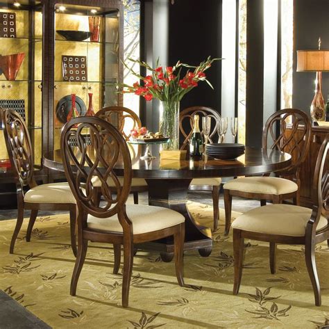 Ashley valebeck 7 piece dining set with leaf. Bob Mackie Home Signature Round Ribbon Table 72" #Furniture #AmericanDrew | Round dining room ...
