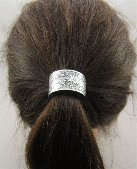 Ponytail Holder Sterling Silver Satin Ox By Pinswithpersonality