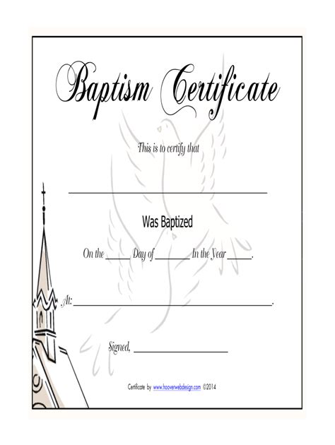 A baptism award certificate template is an important document that shows details of the date, time and place when a person was baptized into church. Baptism Certificate - Fill Online, Printable, Fillable, Blank | pdfFiller