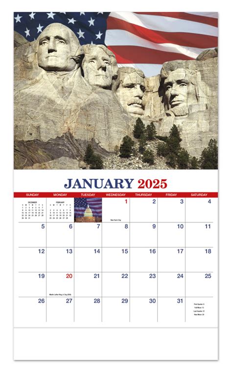 2025 Patriotic America Promotional Wall Calendar 10 78 X 18