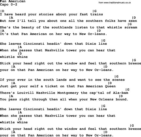 Hank Williams Song Pan American Lyrics And Chords