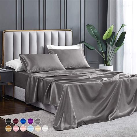 Satin Sheets Queen Size Silky Soft Satin Bed Sheets Burgundy Etsy