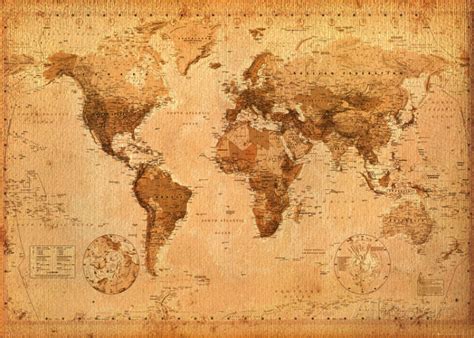 World maps trendy wall murals photowall. World Map - Antique Giant Poster Print, 55x39 (World Map ...