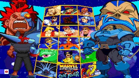 Marvel Super Heroes Vs Street Fighter All Characters Ps1 Youtube