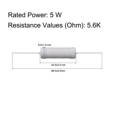 10 Pcs 5w 5 Watt Metal Oxide Film Resistor Axial Lead 56k Ohm ±5