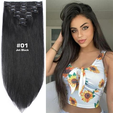 Premium Double Weft Clip In Human Hair Extensions 100 Remy Hair Thick
