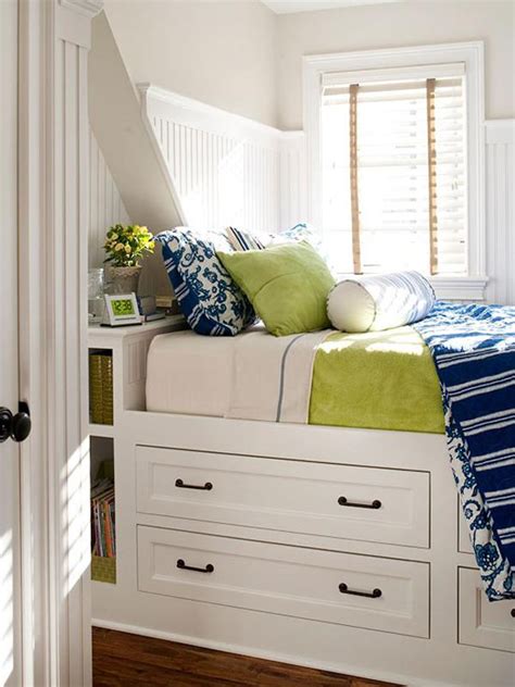 In this layout, the queen bed is flanked by two small nightstands and capped by a long dresser.depending on the size of your room, you may need to opt for a smaller. Big Ideas for Small Bedrooms - Adorable Home