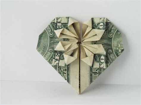 Dollar Bill Origami Heart With Star In The Middle