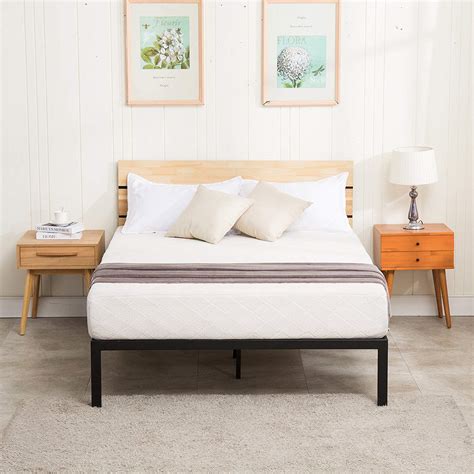 Bed Frame Platform Mecor Headboard And Slats Bedroom Furniture Wooden