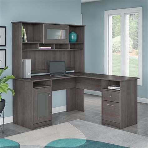 By sauder (3) $ 834 99. Cabot L Shaped Desk with Hutch in Heather Gray ...