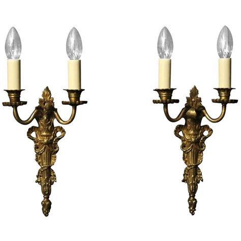 French Pair Of 19th Century Bronze Antique Wall Sconces At 1stdibs