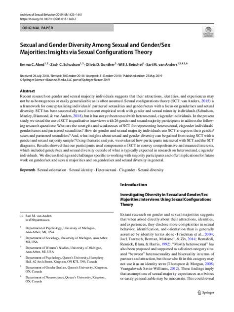 Pdf Sexual And Gender Diversity Among Sexual And Gender Sex Majorities Insights Via Sexual