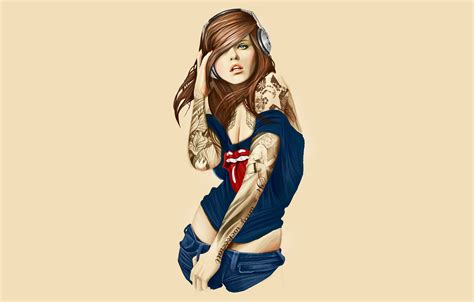 Free Download Headphones Tattoos Skirts Rolling Stones Headphones