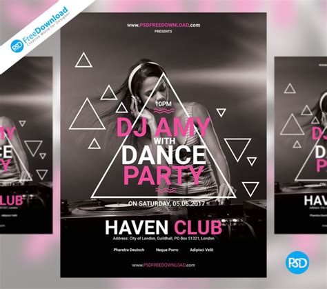 Free Dance Party Flyer Psd Template Psd Free Download