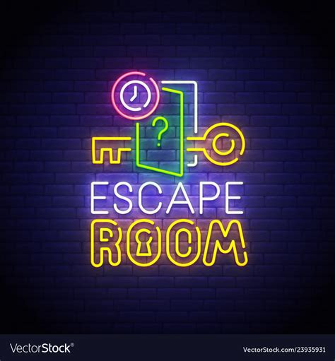 Escape Room Neon Sign Quest Room Logo Neon Vector Image