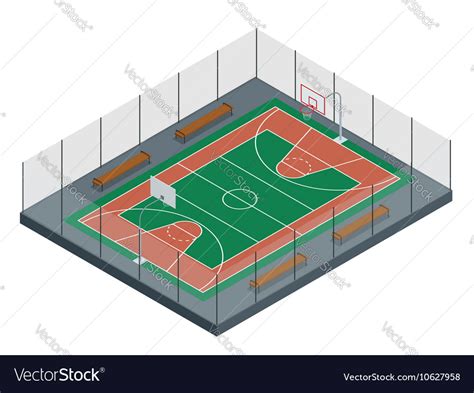 Basketball Court Sport Arena 3d Render Royalty Free Vector