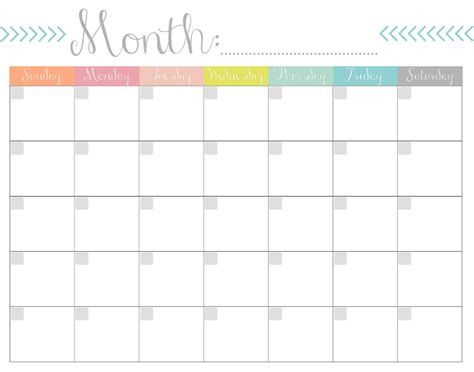 Office Blank Monthly Calendars