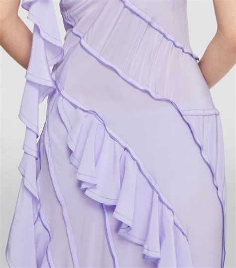 Victoria Beckham Purple Silk Ruffled Maxi Dress Harrods Uk