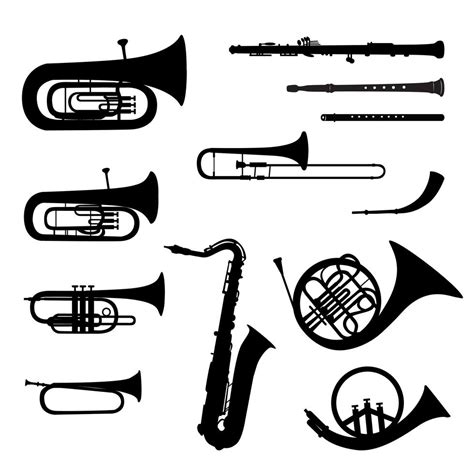 Music Instruments Set Brass Musical Instrument Silhouettes 524142