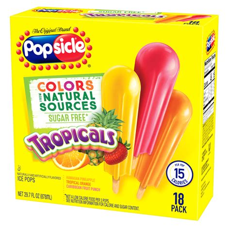 Popsicle Sugar Free Tropicals Ice Pops 18 Ct Popsicles