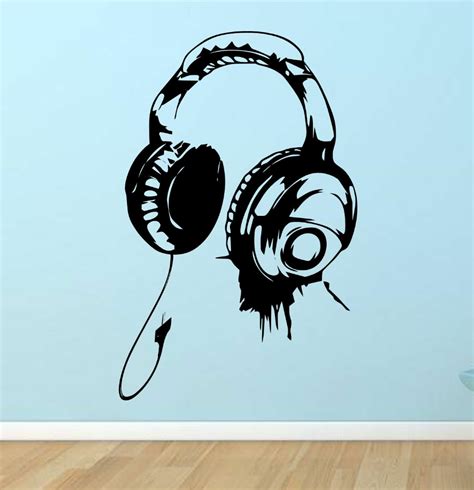 Headphones Earphones Wall Sticker Art Decal Wall Decals And Stickers