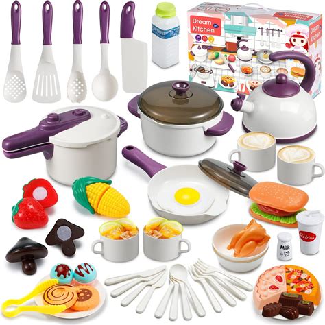 Theefun Play Kitchen Accessories Set For Kids 55pcs Pretend Cooking