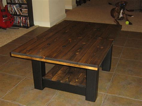 The table top and the bottom shelf were biscuit joined instead of doing tons of pocket holes. solid pine coffee table. Dark walnut stain and satin black ...