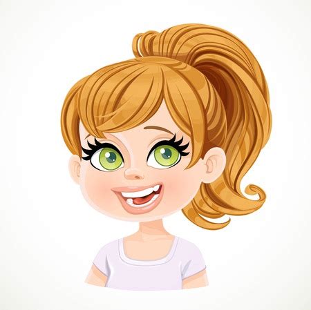 Beautiful Enthusiastic Cartoon Fair Haired Girl With Hair Gathered In