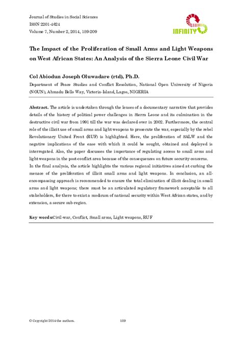 Pdf The Impact Of The Proliferation Of Small Arms And Light Weapons On West African States An