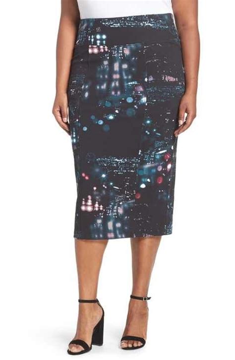 Melissa Mccarthy Seven7 Digital Print Ponte Pencil Skirt Plus Size
