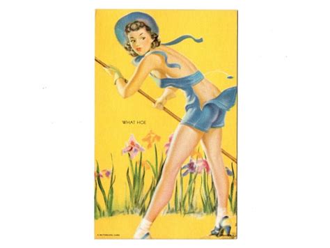 Vintage Gil Elvgren Pin Up Girl Lady Hoeing Garden Loosing Etsy Uk