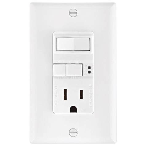 Eaton White 15 Amp Decorator With Wall Plate Switch Outlet Gfci