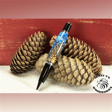 Pine Cone In Blue White Resin Gunny T S Woodworks