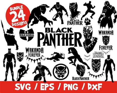 Black Panther Svg Bundle Black Panther Vector Black Panther Cricut Black Panther Eps Black