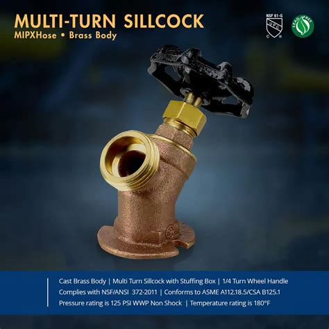 1 2 In FIP Inlet X 3 4 In MHT Outlet Cast Brass Multi Turn Sillcock